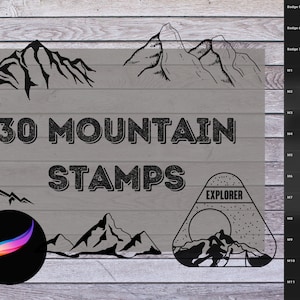 ProCreate Mountain Stamp Pack - Mountain Brushes for iPad | Wilderness + Mountains for Tattoo Designs, Greeting Cards, T-Shirts & More