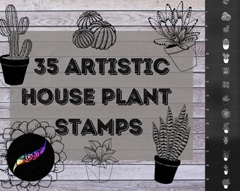 ProCreate House Plant Stamp Pack - Brushes for iPad | Artistic House Plants Designs for Greeting Cards, Tattoos, Sublimation & More