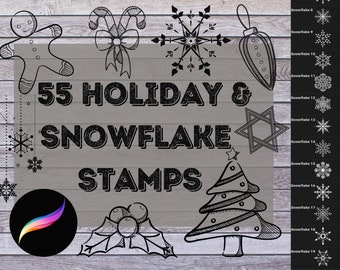 ProCreate Holiday & Snowflakes Stamp Pack - Brushes for iPad | Christmas, Hanukkah, Snowflakes for greeting cards and fun Holiday Designs!