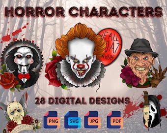 Horror Movie - Villains - Halloween Tattoo Flash | PNG/SVG Digital Design Files for Tattoos, T-Shirts, Die Cut, Sublimation, & More!