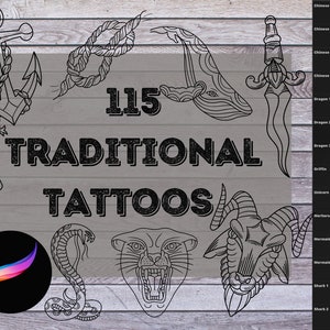 ProCreate Traditional Tattoo Flash Stamp Pack | Tattoo Brush Bundle for iPad - Traditional Tattoos