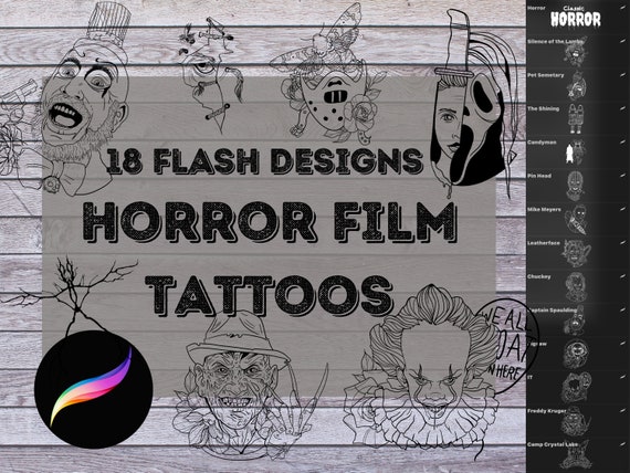 Horror Movie Tattoo Flash Procrete Stamp Pack Brush Bundle - Etsy Ireland Horror Movie Tattoo Flash Procrete Stamp Pack Brush Bundle - Etsy Ireland