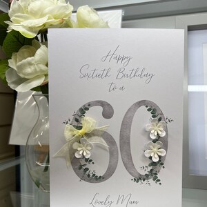 Tarjeta de 60 cumpleaños para mamá, tarjeta para el 80, tarjeta personalizada para el 60, recuerdo de cumpleaños hecho a mano, tarjeta encantadora para mamá