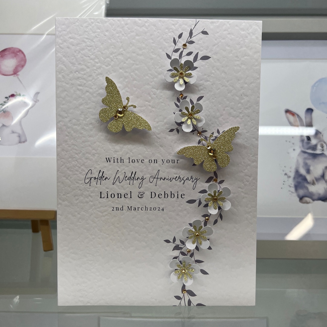 Personalised Golden Wedding Anniversary Card, Handmade Anniversary Card ...