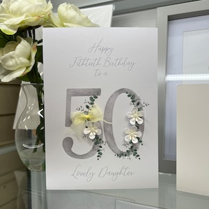 Carte 50e anniversaire fille, carte fille 50e, carte fille, carte souvenir, carte à encadrer, 50e anniversaire belle fille, 50e anniversaire fait main