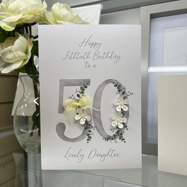 Daughter 50th birthday card, 50th Daughter card, Daughter card, keepsake card, Card to frame, Lovely Daughter 50th birthday, Handmade 50th