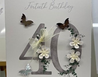 Personalizowana 40. urodzinowa karta, pięćdziesiąta kartka, personalizowana 40. urodzinowa karta, ręcznie robiona pamiątkowa kartka urodzinowa, ciocia, mama, babcia 40