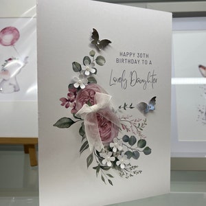Carte d'anniversaire fille personnalisée, carte 30e anniversaire, carte d'anniversaire fille spéciale, carte belle fille 30e anniversaire. Tout âge ou nom