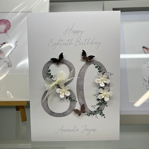 Carte d'anniversaire personnalisée 80e, quatre-vingtième carte, carte personnalisée 80e anniversaire, carte d'anniversaire souvenir fait main, tante, maman, grand-mère 80