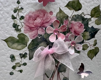 Personalised Birthday Card, Handmade Personalised Card, Pink Card, Granddaughter, Daughter, Mum, Grandma Birthday, With 3d Pink Flowers