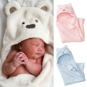 White Bear Baby Sleeping Bag Sack Swaddle Blanket