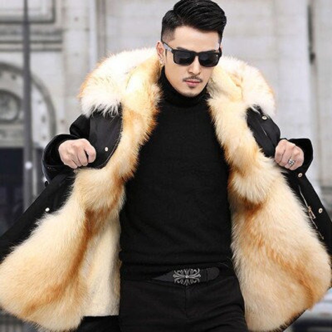 Herren Kunstpelz Teddy Mantel Revers Winter Warmes  Produktbild-Vorschau 1