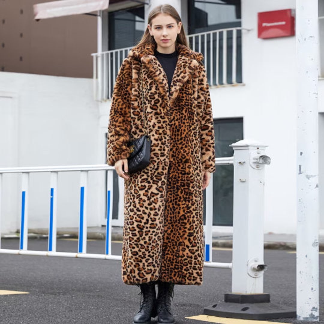 Leopard print coat ladies Clearance