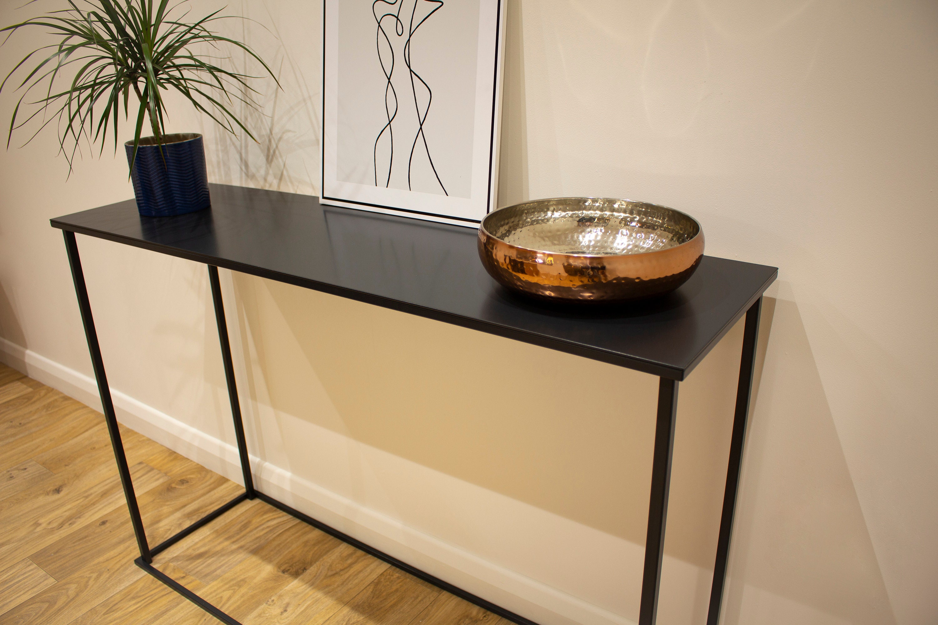 Console Table Metal Black/Grey Narrow Modern Contemporary Etsy