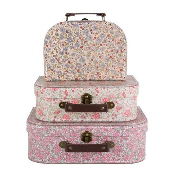 Vintage Style Floral Set of Three Suitcases for Childrens | Etsy