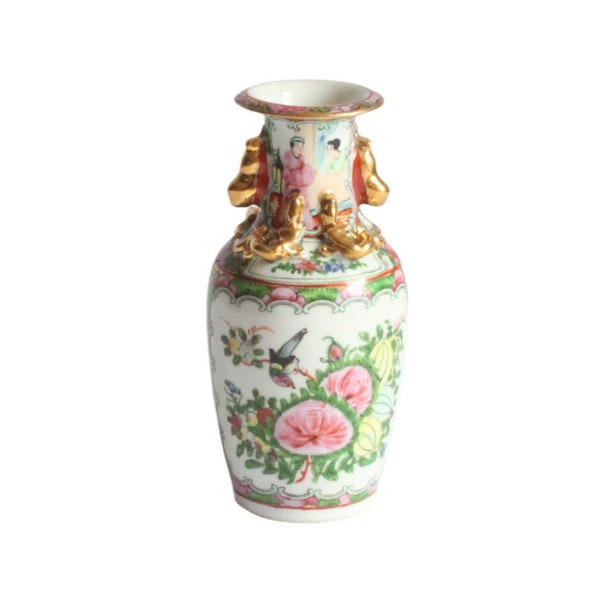 Chinesische Rose Medaillon Kanton Export Porzellan Vase, ca 1900.