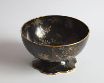 Carlton Ware Rockery & Pheasant Art Deco Chinoiserie Footed bowl, 1920S