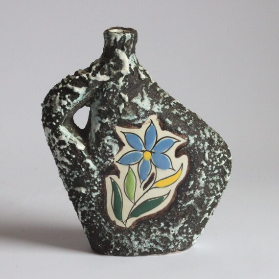 Ricordo Di San Marino Lava Vase by Marmaca 1950s Ceramic Black 