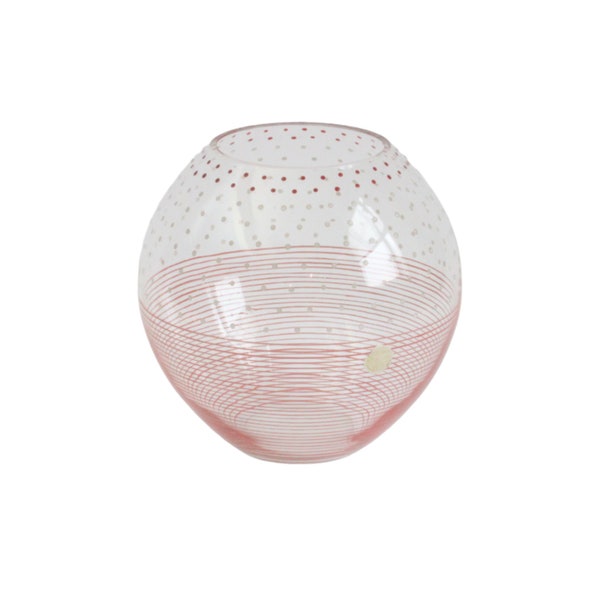 Art deco glass ball vase by Karel Heller for V.G.N Belgium, 1930s | booms glass belgian cut blown dots stripes collectibe art handblown