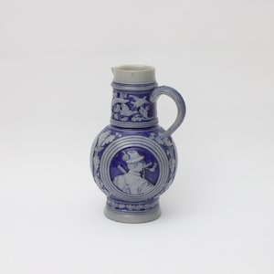 Westerwald stoneware beer pitcher Germany 1910s medieval blue saltglaze | ceramic jar jug | mead oktoberfest | neo renaissance