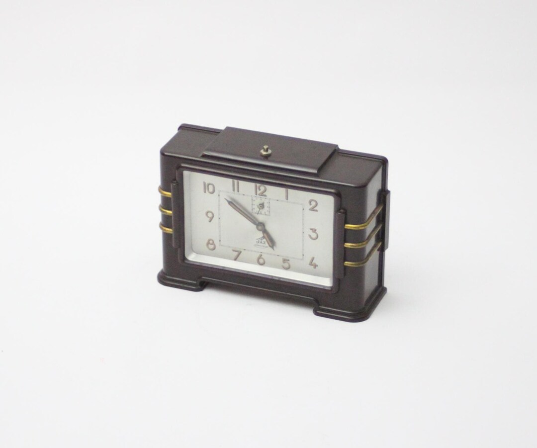 Vintage Jaz Streamline Era Alarm Clock, French Art Deco Design, Brown ...