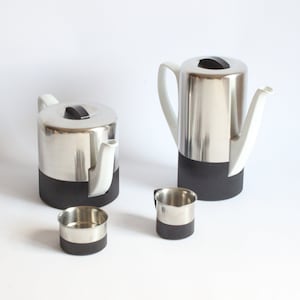 WMF Germany Tea and Coffee Set: Kurt Radtke Rosenthal Porcelain, 1960s Industrial Design