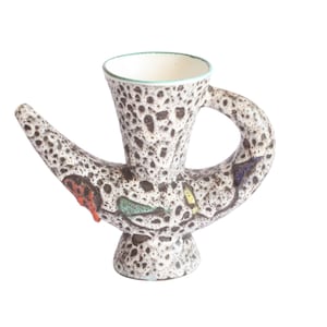 Marius Bessone Lava Glaze Vase: Vallauris 1950s Mid-Century Modern Ceramic Pitcher