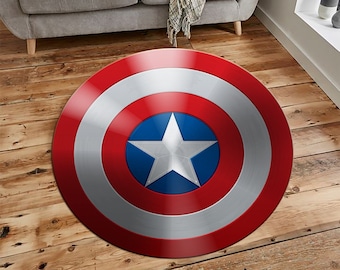 Captain America Shield, Shield, Captain America, Birthday Gift Rug, America Rug, Kids Decor Rug, Round Rug, Modern Rug, Circle Rug,Fantastic