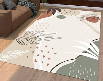 Abstract Rug, Geometric Rug,  Colorful, Anti-Slip Rug, Living Room, Bedroom, Minimalist Designed Floor, Hand Drawn, Mid Century Modern Rug