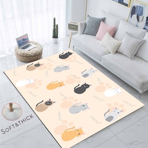 Schattig kattentapijt, kattenkleed dier, schattig kattentapijt, slaapkamer woonkamer, cadeau voor kattenliefhebbers, perfect cadeau voor kattenliefhebber, kattendesigner tapijt