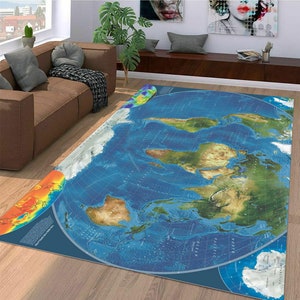 Weltkarte, Satellit, flächentreue Weltkarte, Sehr detailliert, Bunt, Groß, Premium, Lernteppich, Wohnkultur, Designer, Teppich, Designer, von Scholl