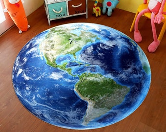 Earth Globe, World, Globe, Photograph, Atmosphere, Blue Marble Earth Globe, Livng Room rug, Education Rug, Round Rug, Scholl Area Rug, Round