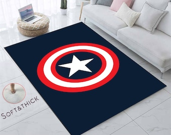 Captain America, Captain Shield Rug, Captain America, Birthday Gift Rug, America Rug, Kids Decor Rug, Round Rug, Modern Rug, Fantastic Rug