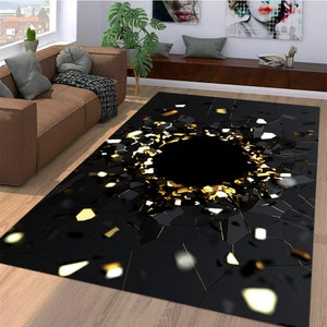 Realistic Carbon Fiber Texture 3d, Black Rug, Home Decor Rug Realistic Carbon Fiber Texture 3d, Black Rug, Home Decor Rug