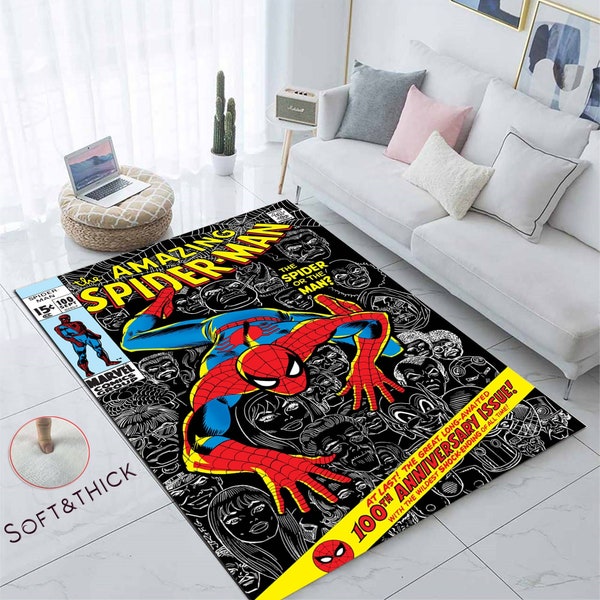 Incredibile Spider Man, tappeto leggendario dei cartoni animati, Spiderman, fumetto, n. 100, tappeto fantastico, tappeto Spiderman, tappeto decorativo, Spider Man, tappeto di fumetti cinematografici