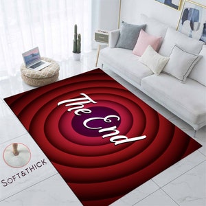 El final, alfombra de dibujos animados, final de película, dibujo animado, imagen atemporal, alfombra fantástica, alfombra decorativa, habitación de niños, alfombra de sala de juegos, sala de cine, fuente, póster