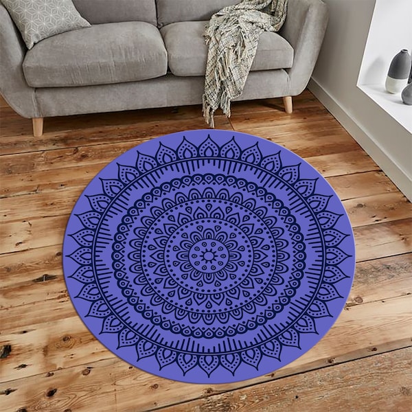 Mandala, Mandala Rug, Ethnic Design Mandala, Flower Round Rug, Carpet For Living Room, Bedroom, Soft Rug, Floor Mat,Colorfoul Patterned Rug