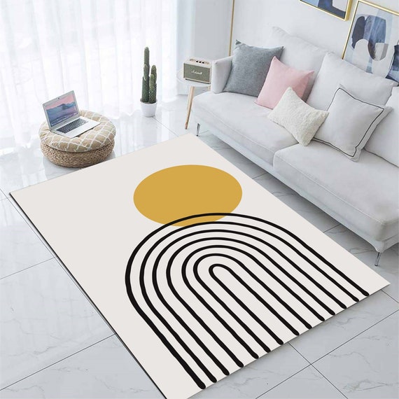 Nordic Abstract Art Area Rug, Modern Minimalist Industrial Retro Soft  Washable Carpet, Easy Clean Rug for Boys and Girls Nursery Bed Living Room