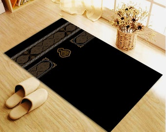 New Kaaba Kiswah Inspired Prayer Mat, Personalized Gift, Musallah, Masjid al Haram Sajjada, Janamaz, Prayer Rugs, Islamic Rug, Custom Rugs