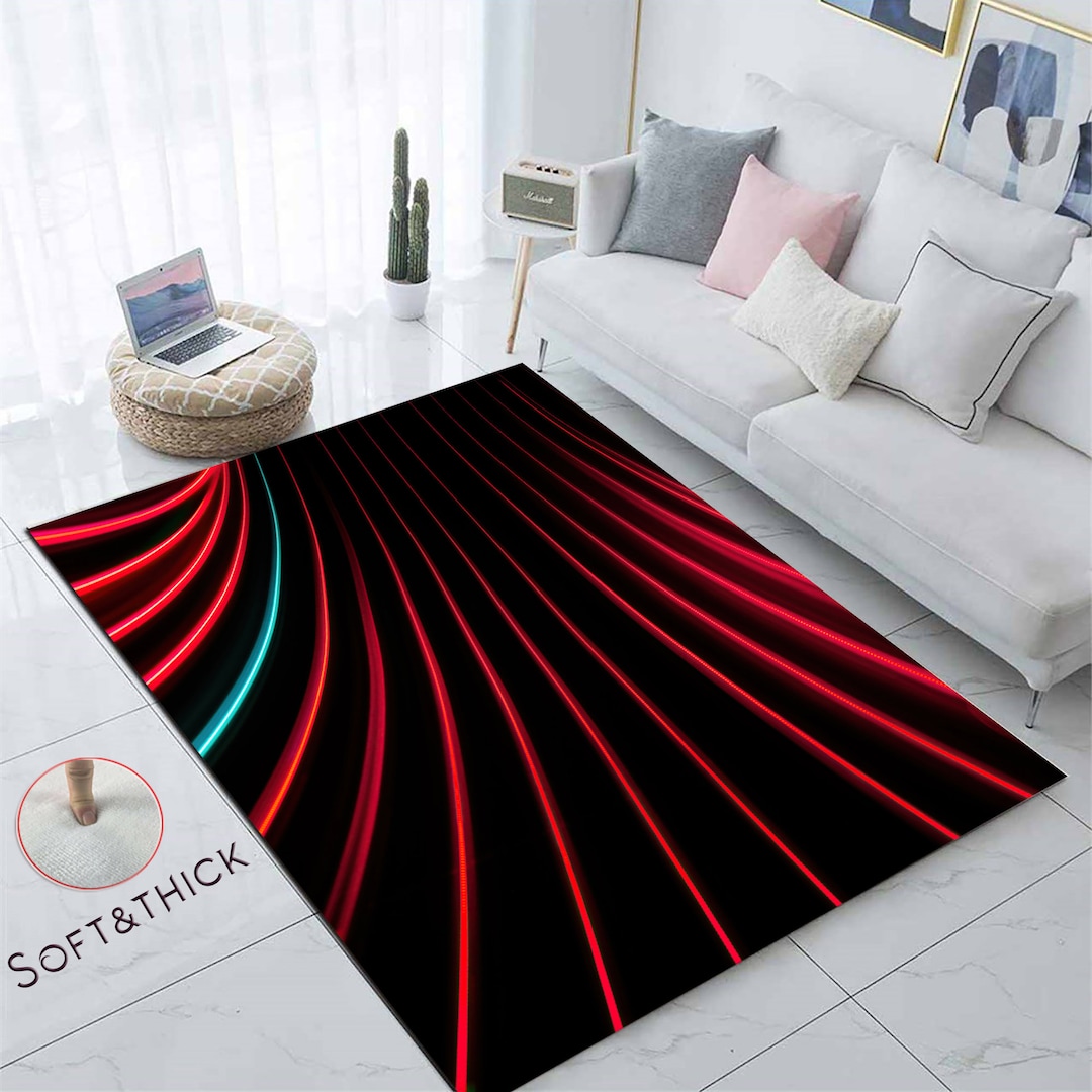 Neon, Neon Black and Red Rug, Vortex Rug, Neon Patterned Rug