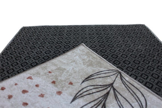 Mid Century Modern Wall Art Rug, Neutral Abstract Geometric Digital Carpet,  Black White Beige Minimal Gallery Art, Abstract Rug, Modern Rugs 