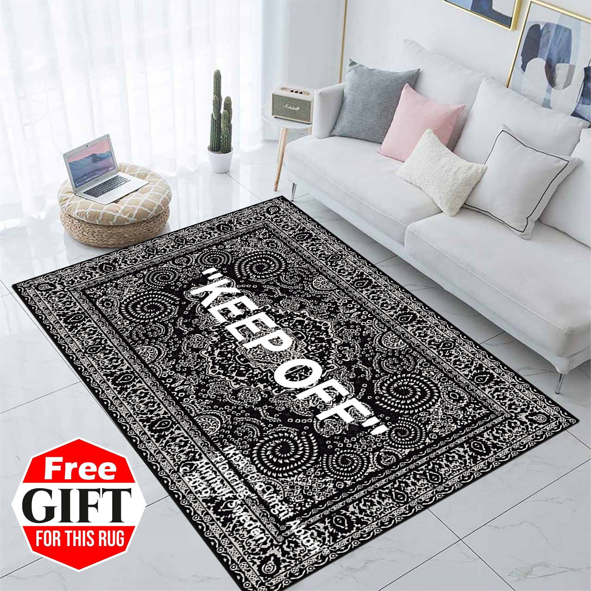 Keep off Rug off White Rug Keepoff Pattern Popular Rug Etsy UK