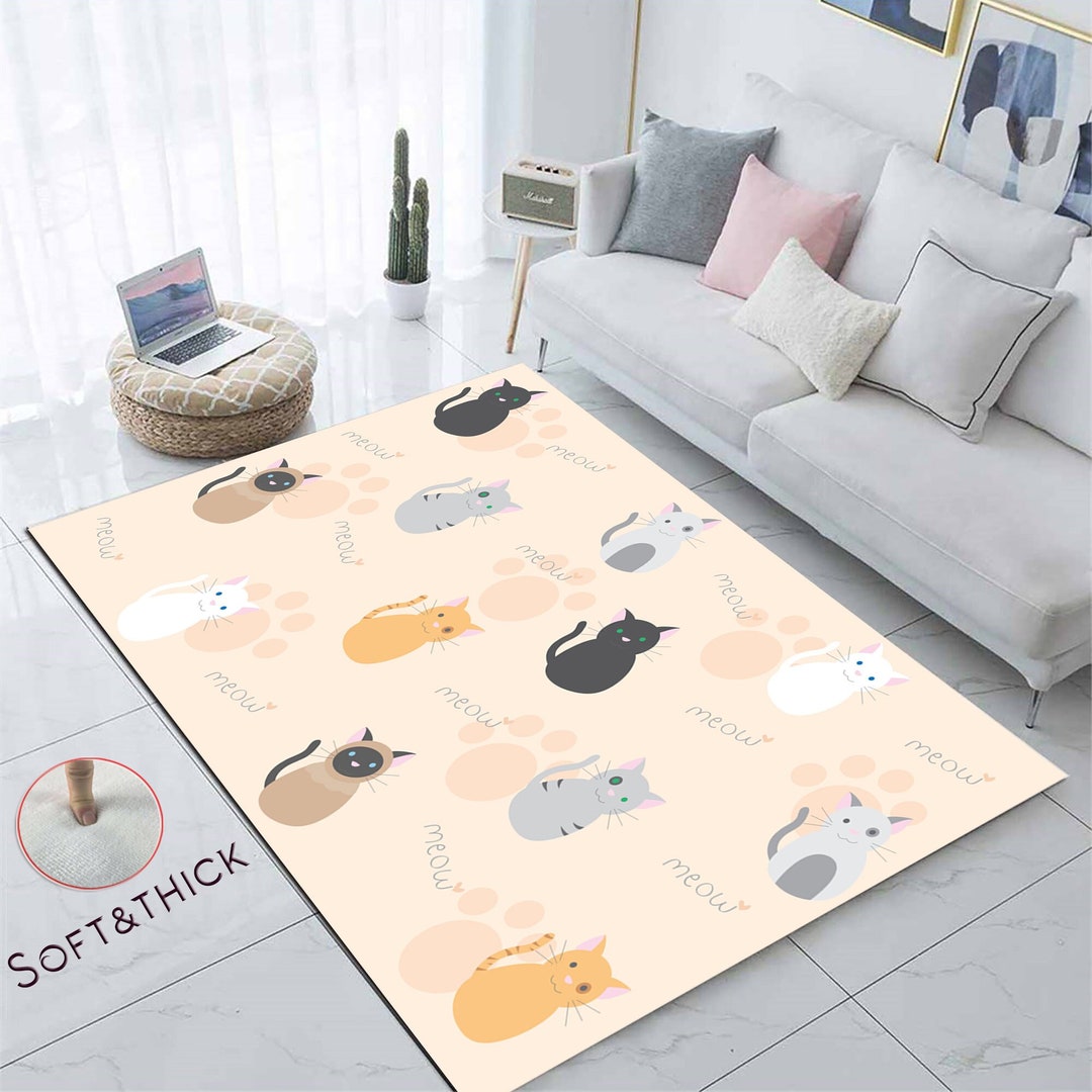 Cute Cat Rug, Animal Cat Rug, Lovely Cute Cat Rug, for Livingroom Bedroom, Gift for Cat Lovers