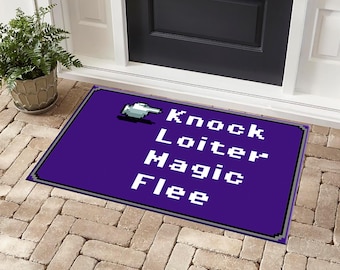 Doormat, Retro RPG menu, Welcome Rug, Flee, Magic, Decorative Doormat, Indoor-Outdoor, Bathroom Rugs, Playing Game Mat, Knock, Loiter