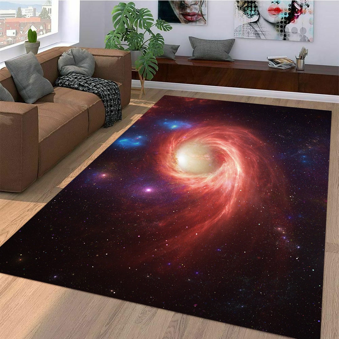 Galaxy Rug Texture Spiral Galaxy, Galaxy Space Area Rug Carpet, Stars Universe Blue Dark ...