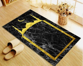 Marble Pattern Rug, Luxury Gilded Rug, Personalize Praying Carpet, Personalized Prayer Mat, Muslim Prayer Rug, Janamaz, Islamic Gift Rug Mat