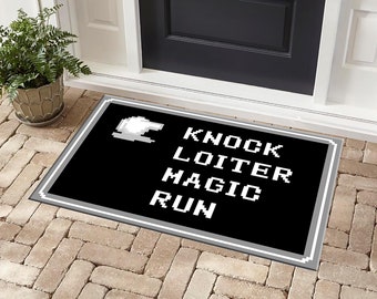 Doormat, Retro RPG menu, Welcome Rug, Living Room Mat, Bath Room Doormat, Playing Game Mat, Knock, Magic,Run, Ruggable Rugs, Bathroom Rugs