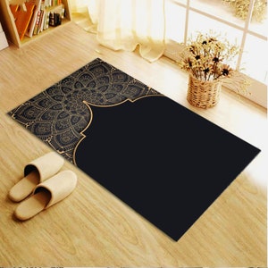 Prayer Rug, Prayer Mat, Personalized Prayer Rug, Prayer Rug for Muslim, Prayer Rug for Women, Gift For Muslim, Black Prayer Rug, Janamaz Rug