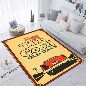 The Good Old Days Rug,These Are The Good Old Days,Personalized Rug,Custom  Rug,Gift for Him,The Good Old Days,Classic Car,Gift,Washable Rug