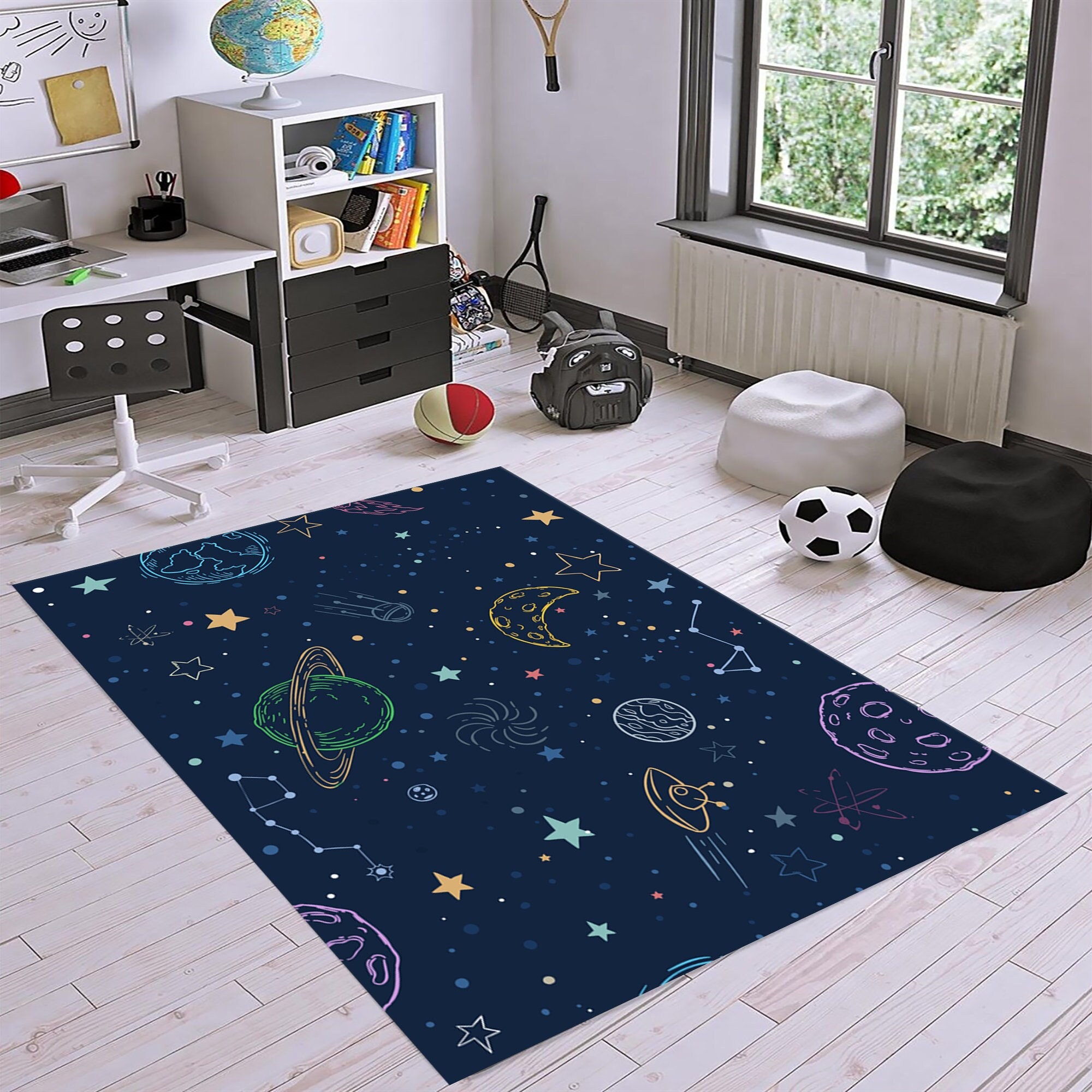 Large Area Rug Carpet Glowing In The Dark Big Stars